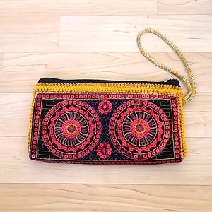 Mini Sequin Handmade Multicolor Bag with Zipper Clutch , Makeup Bag 8"×4 1/2"